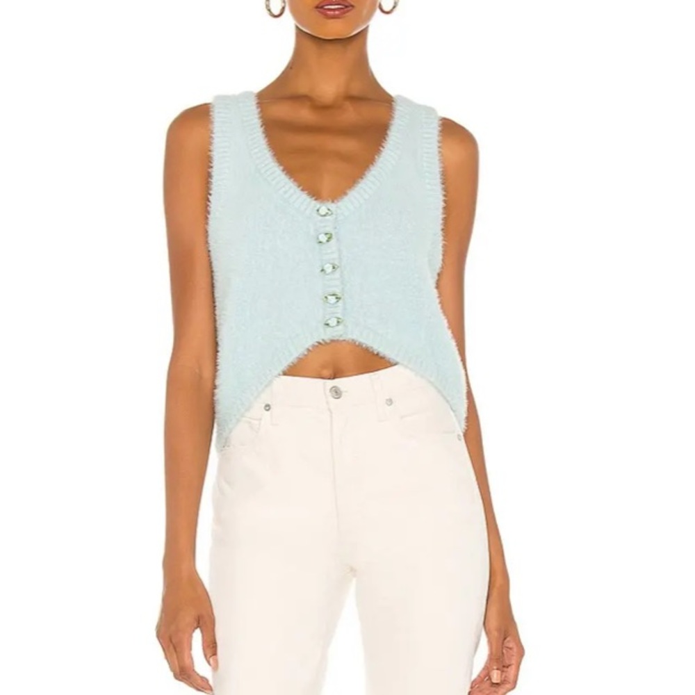For Love and Lemons Anastasia sweater vest baby blue XS